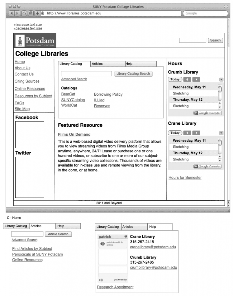 wireframe model c home page